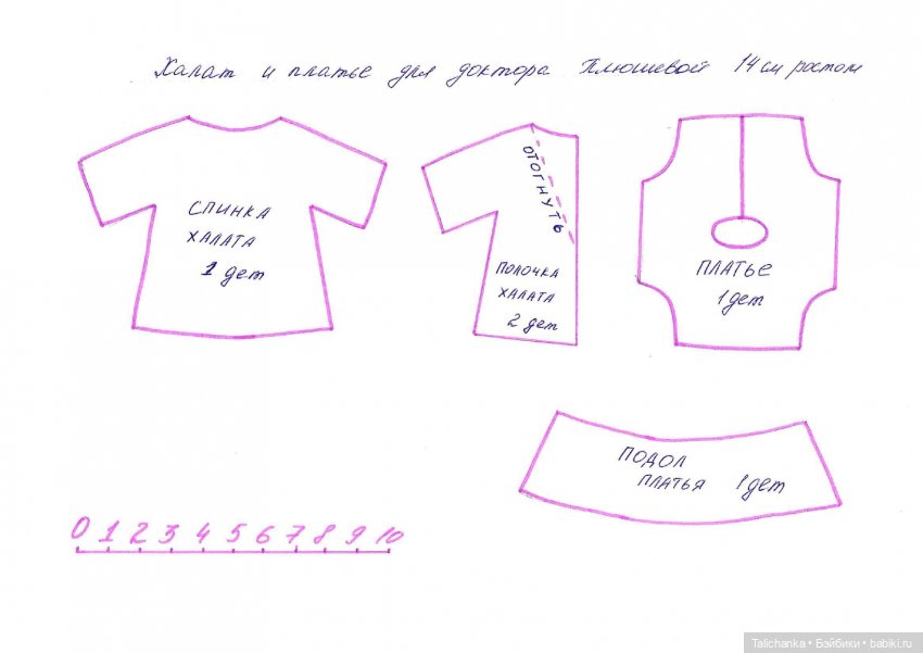 Выкройка платьица и халата для доктора Плюшевой (фото 3)