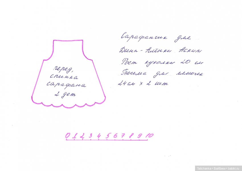 Выкройка сарафанчика для Дина/Алёнки АСКИМ (фото 2)