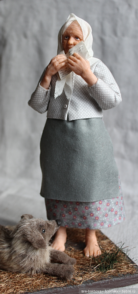 Старушка с письмом — Лепка авторских кукол: полимерная глина (фото 3)