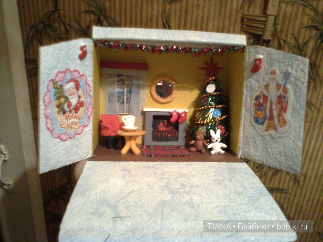 Новогодняя поделка - кукольный домик (фото 2)