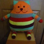 Усатый-полосатый  или вязаная подушка-игрушка, игрушка вязанная спицами