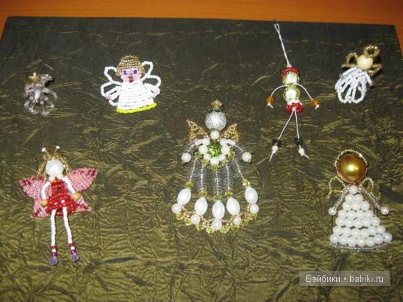 Куклы-ангелочки из бисера и на коклюшках (фото 9)