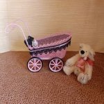 Винтажная тележка для кукольных пупсов