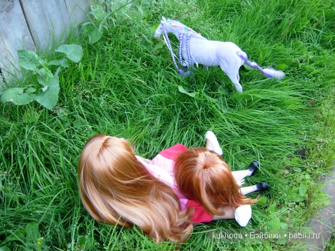 Как Стефания подружилась с маленькой садовой феечкой.Кукла Ханна на прогулке 2012 Gotz Hanna and her dog