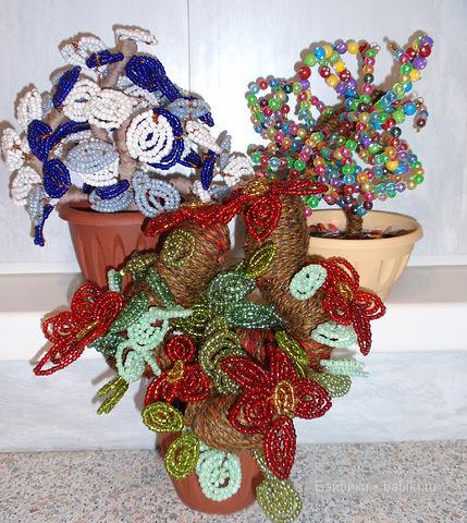 Деревья и цветы из бисера (фото 8)
