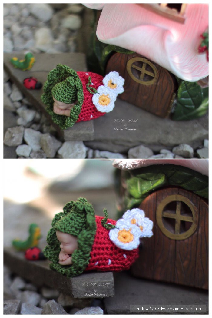 Клубничный Эльф. ООАК мини кукла Даши Костенко