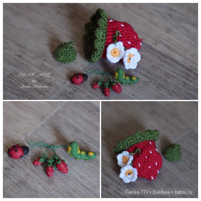 Клубничный Эльф. ООАК мини кукла Даши Костенко