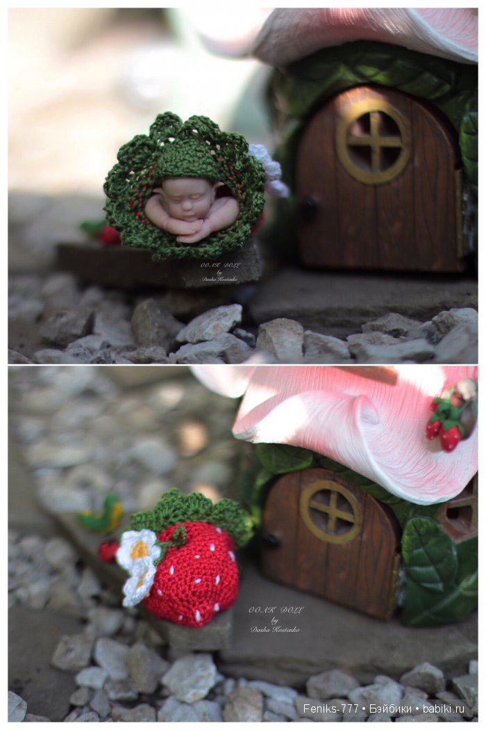 Клубничный Эльф. ООАК мини кукла Даши Костенко