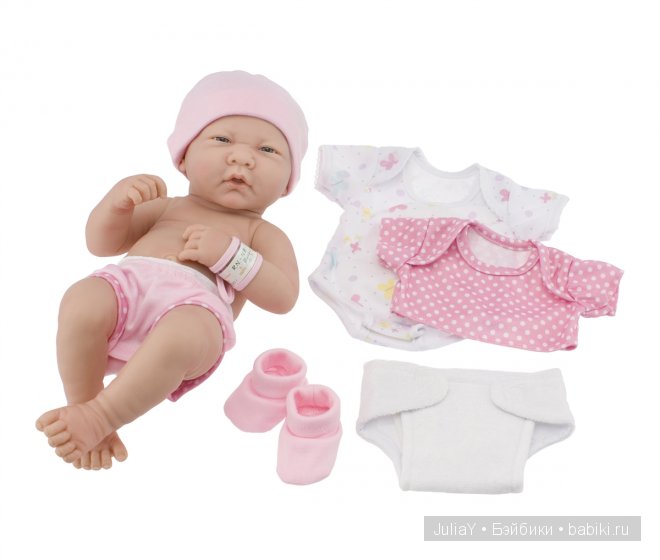 Новорожденный малыш "La Newborn" с дополнительным набором одежды 36см  Арт.18543 JC Toys ( designed by Berenguer). Мимика: "сонный"
