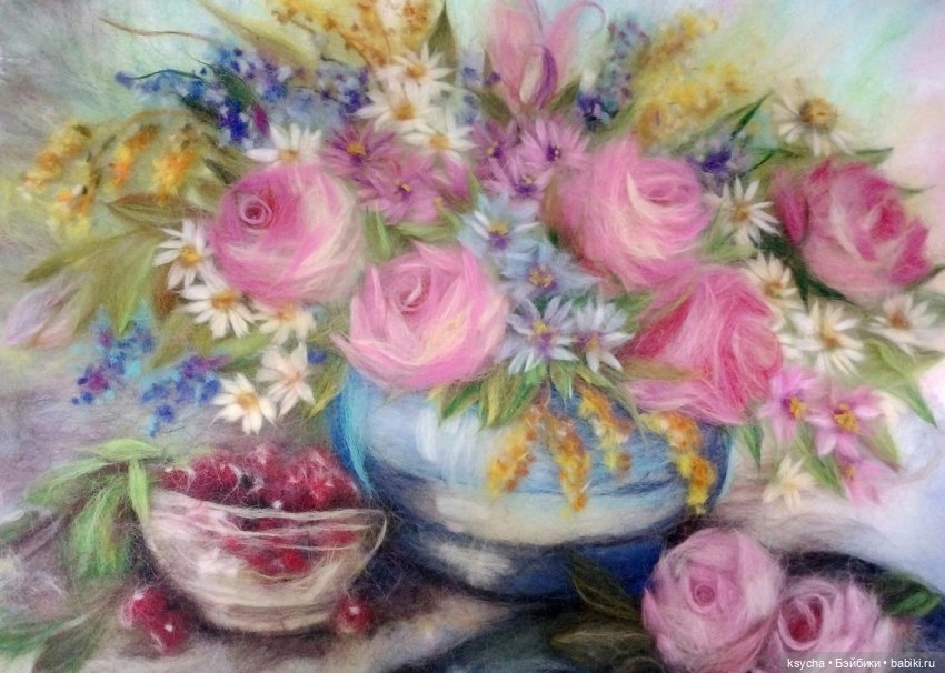 Живопись шерстью — Авторские украшения и аксессуары для кукол: фото (фото 3)