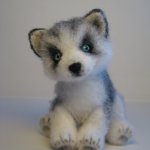 Щенок хаски. Авторская игрушка валянием из шерсти Ольги Чернухо