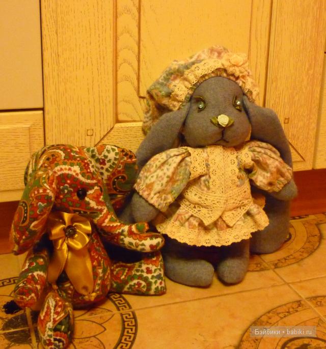 Слонёнок и зайчонок-мои тканевые игрушки (фото 2)