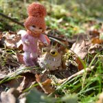 Луша на прогулке со своим другом Крошем. В осеннем лесу!