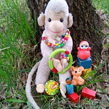 Анфиска (винтажная обезьянка) на природе в Мещере