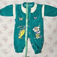 Велюровый комбинезон для куклы или малыша 2-3мес.