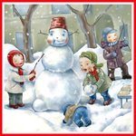 Игра- нарисуем снеговика с закрытыми глазами.