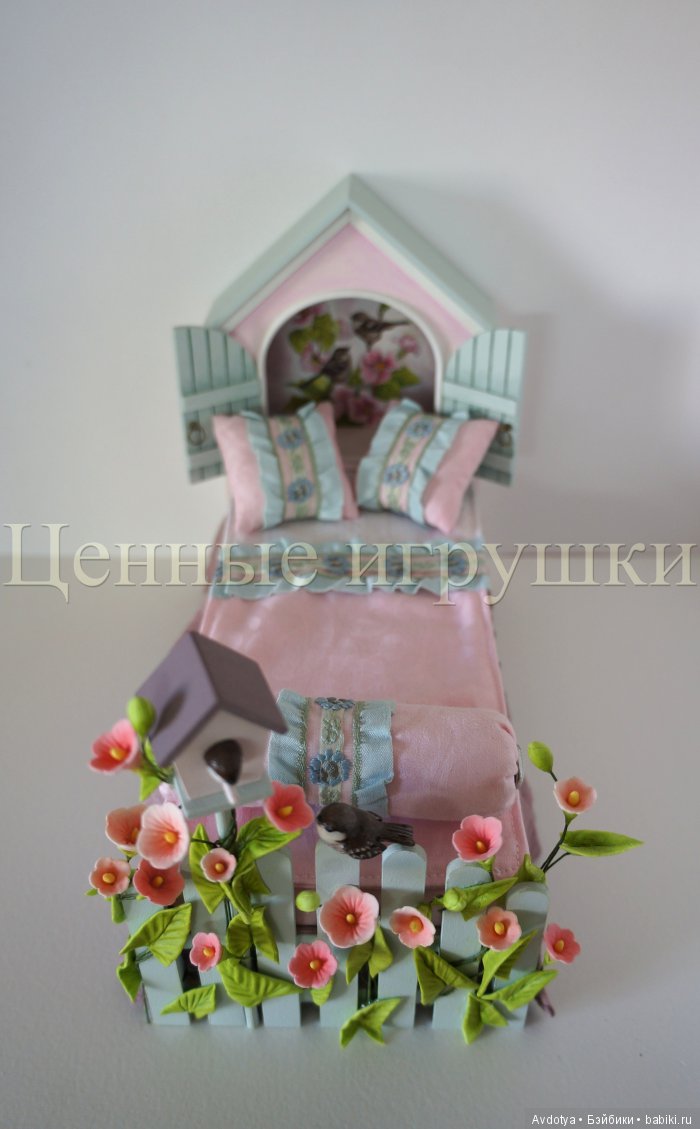 миниатюра, кровать-домик, кукольная кровать, кукольная мебель миниатюра, кровать-домик, кукольная кровать, кукольная мебель