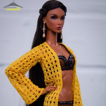 Ажурный кардиган крючком на формат 1/6