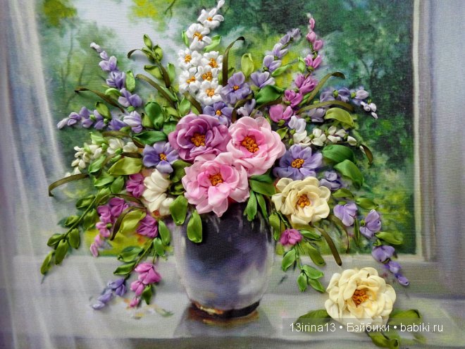 Красота из лент. Вышивка Людмилы Дейнеко