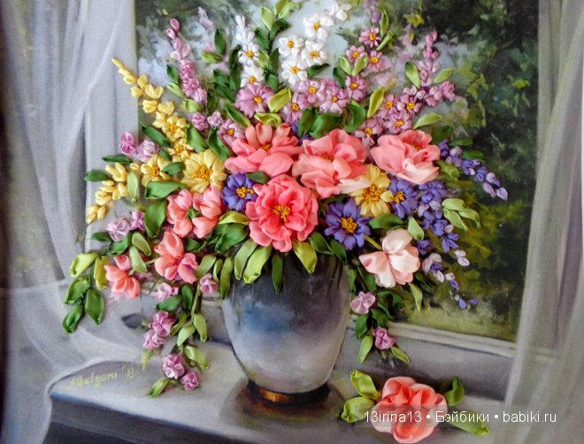 Красота из лент. Вышивка Людмилы Дейнеко