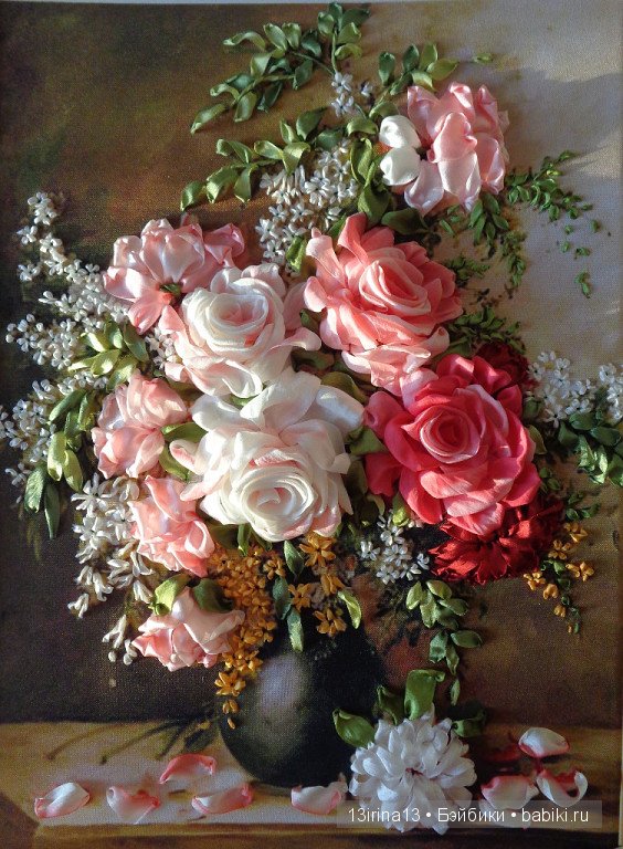 Красота из лент. Вышивка Людмилы Дейнеко