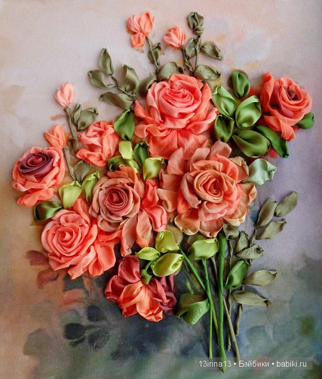 Красота из лент. Вышивка Людмилы Дейнеко