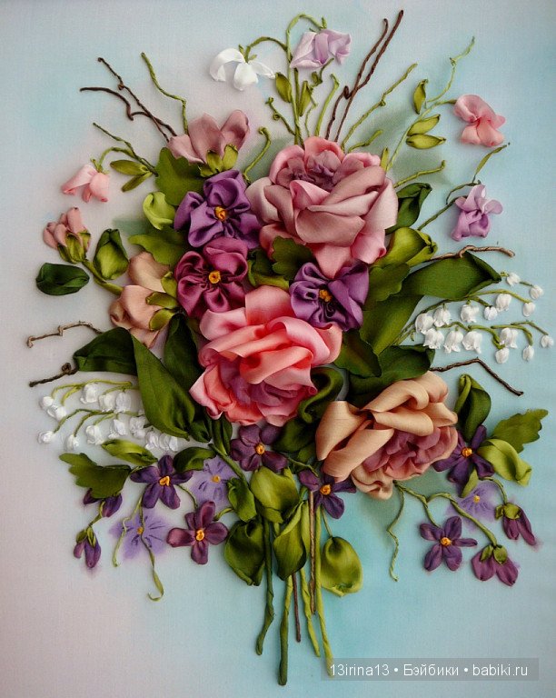 Красота из лент. Вышивка Людмилы Дейнеко