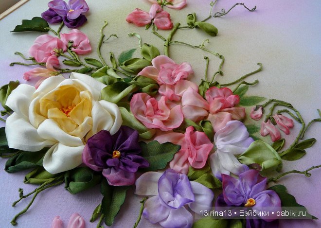 Красота из лент. Вышивка Людмилы Дейнеко