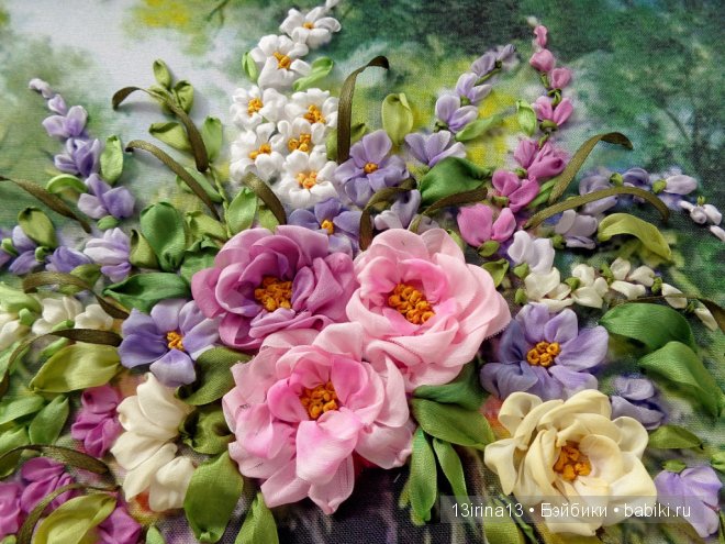 Красота из лент. Вышивка Людмилы Дейнеко