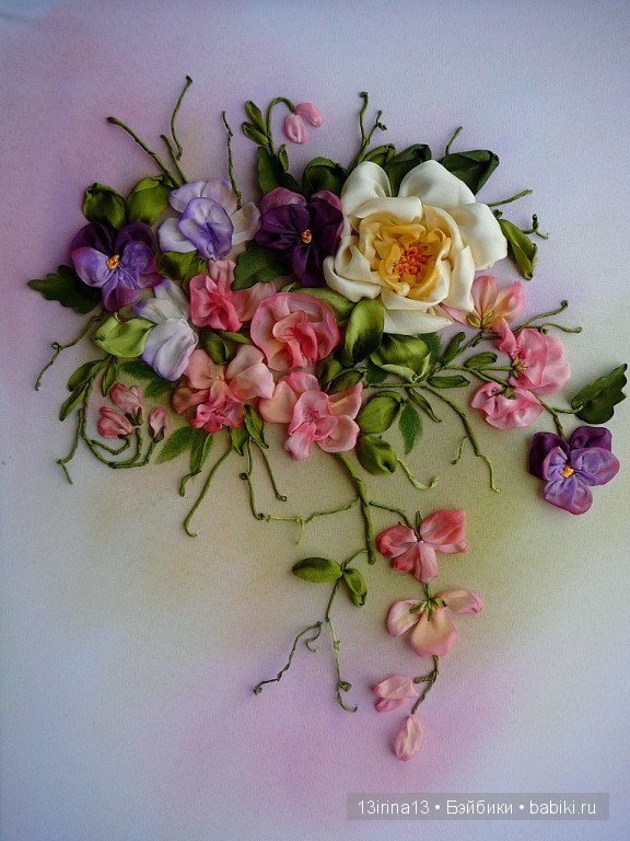 Красота из лент. Вышивка Людмилы Дейнеко