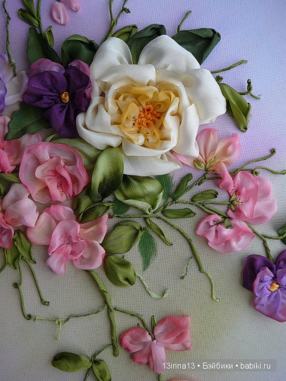 Красота из лент. Вышивка Людмилы Дейнеко