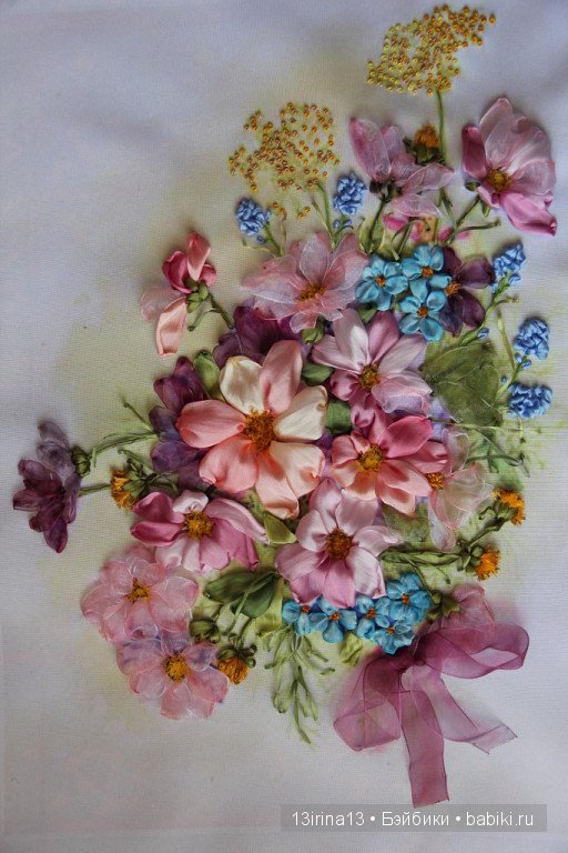 Вышивание картин шёлковыми лентами (3часть)