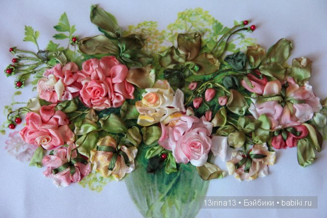 Вышивание картин шёлковыми лентами (3часть)