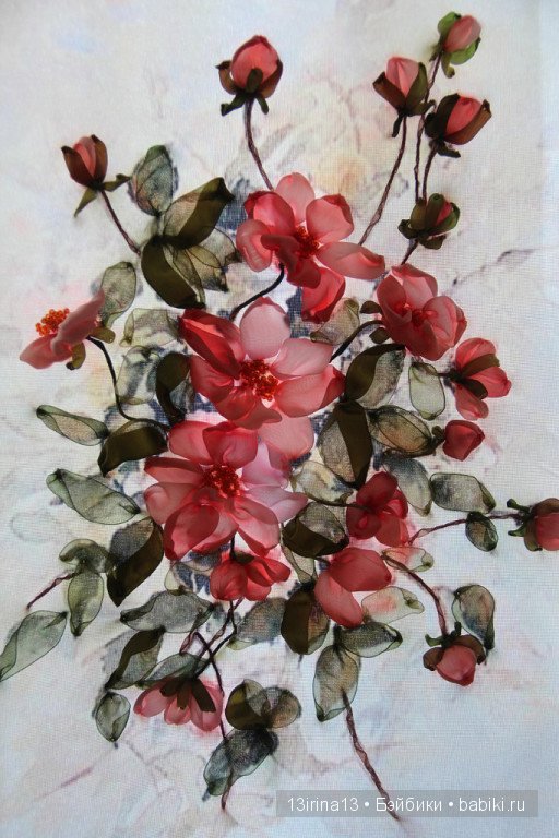 Вышивание картин шёлковыми лентами (3часть)