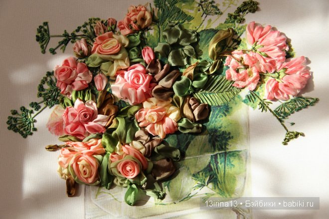 Вышивание картин шёлковыми лентами (3часть)