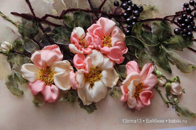 Вышивание картин шёлковыми лентами (3часть)