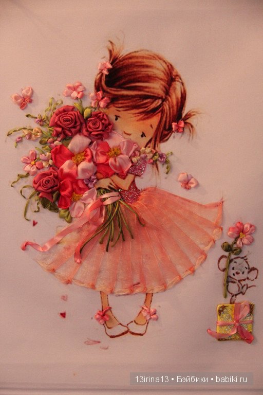 Вышивание картин шёлковыми лентами (3часть)