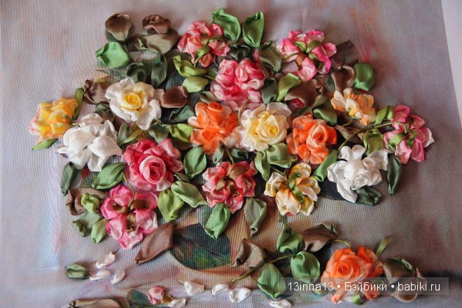 Вышивание картин шёлковыми лентами (3часть)