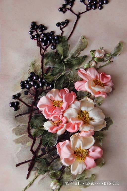 Вышивание картин шёлковыми лентами (3часть)