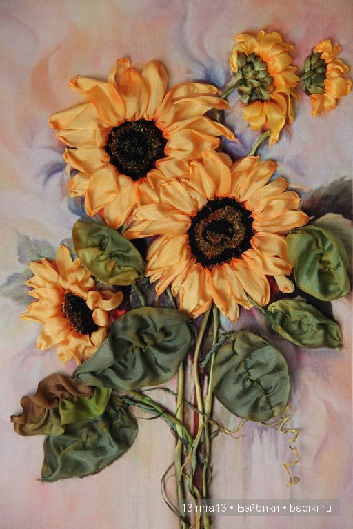 Вышивание картин шёлковыми лентами (3часть)