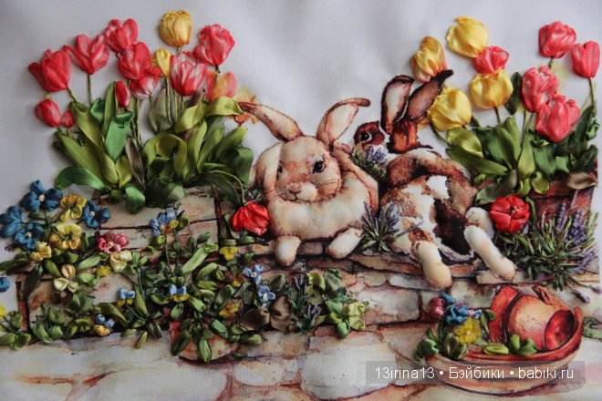 Вышивание картин шёлковыми лентами (3часть)