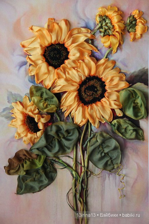 Вышивание картин шёлковыми лентами (3часть)