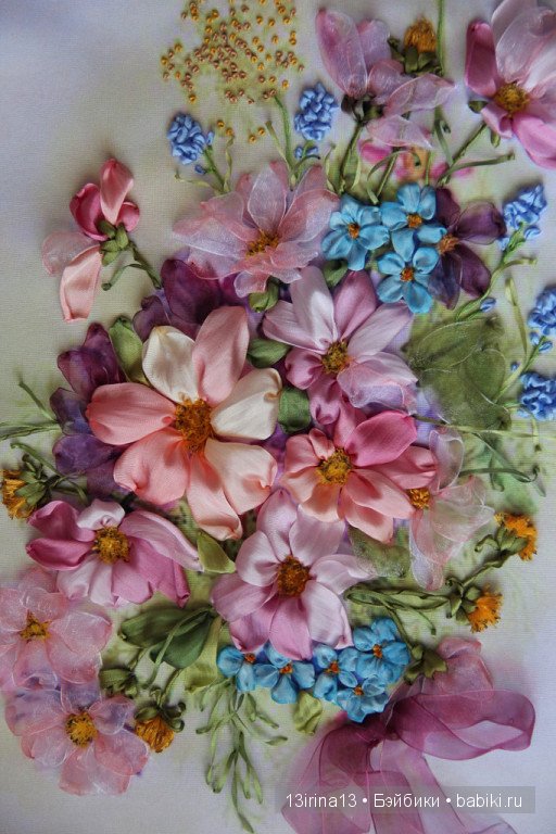 Вышивание картин шёлковыми лентами (3часть)