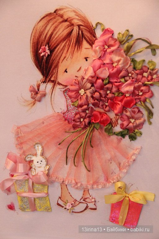 Вышивание картин шёлковыми лентами (3часть)