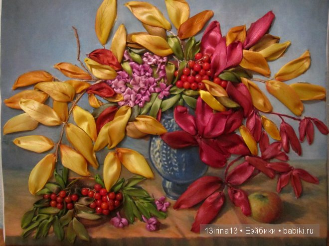 Вновь красивые работы! Вышивание картин шёлковыми лентами