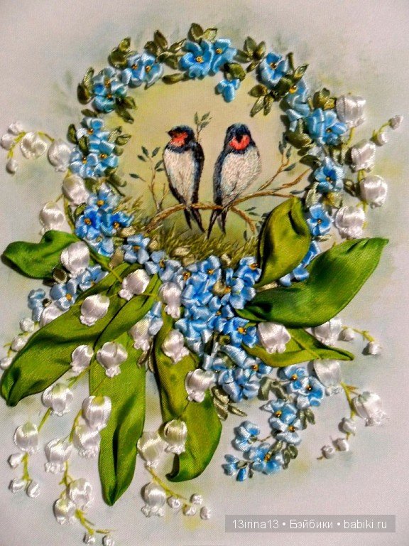 Вновь красивые работы! Вышивание картин шёлковыми лентами