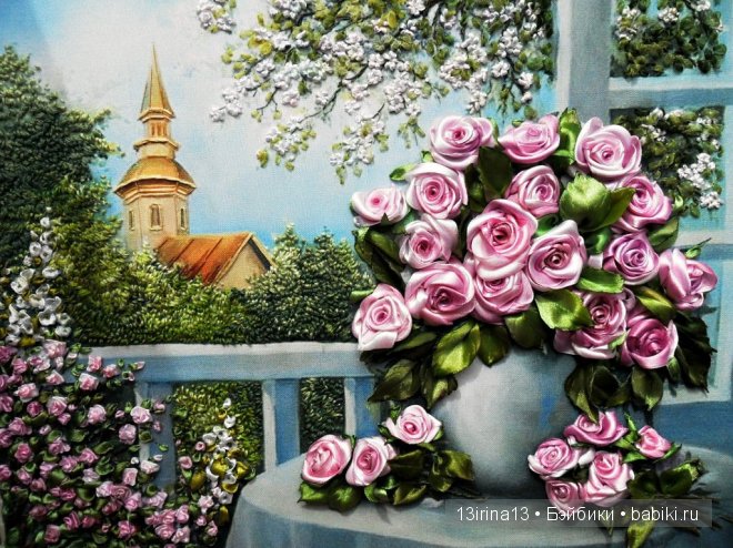 Вновь красивые работы! Вышивание картин шёлковыми лентами