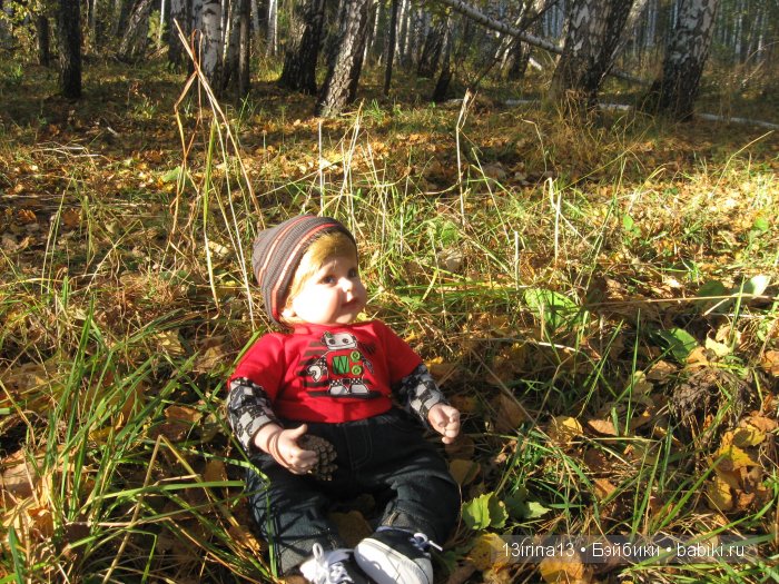 Прогулка в осеннем лесу чудесного, лучезарного малыша Адора