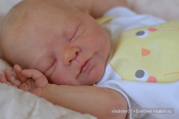 Спящая улыбашечка реборн Lillesol от Sabine Altenkirch (фото 9)