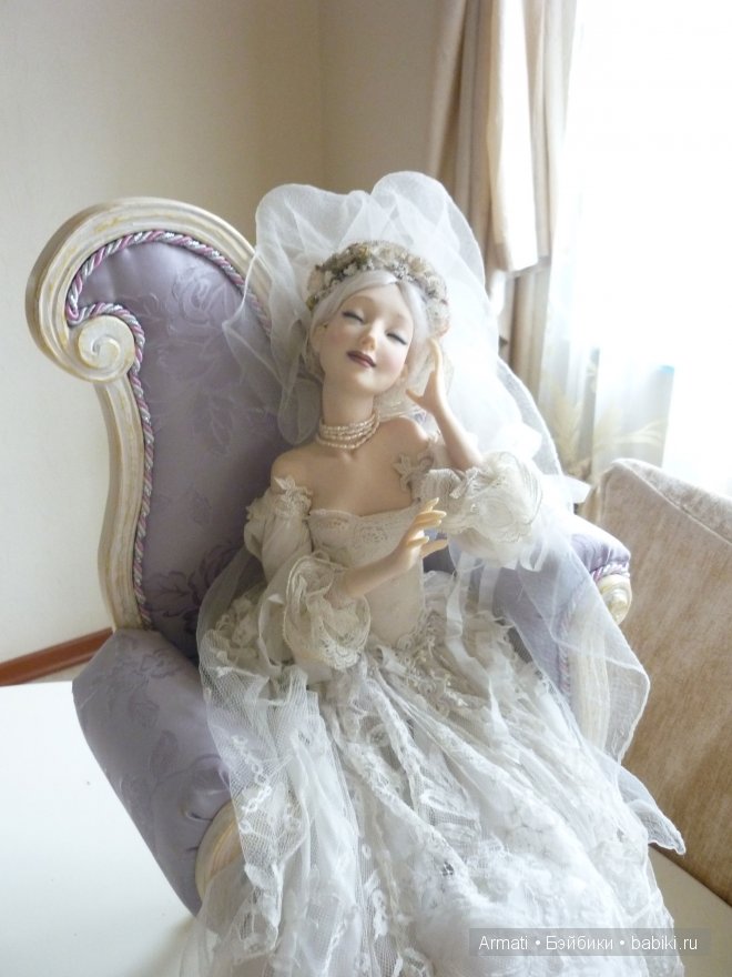 Armati-Мебель для кукол. Кресло из массива дерева для авторской кулы &quot;Невеста&quot;